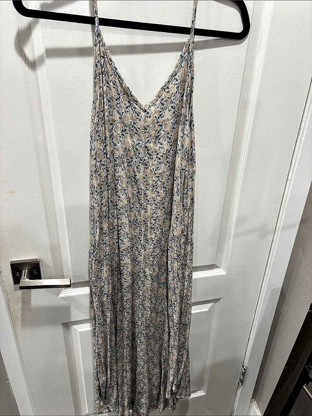 Final Touch Floral Maxi Dress in Beige & Blue Like New